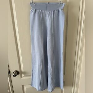 Light Blue Knit Pants with Elastic Waist